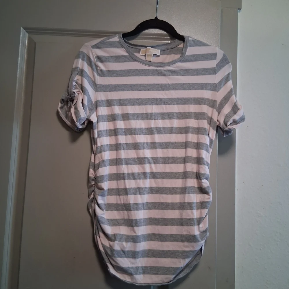 Michael Kors Pink and Gray Striped Tee